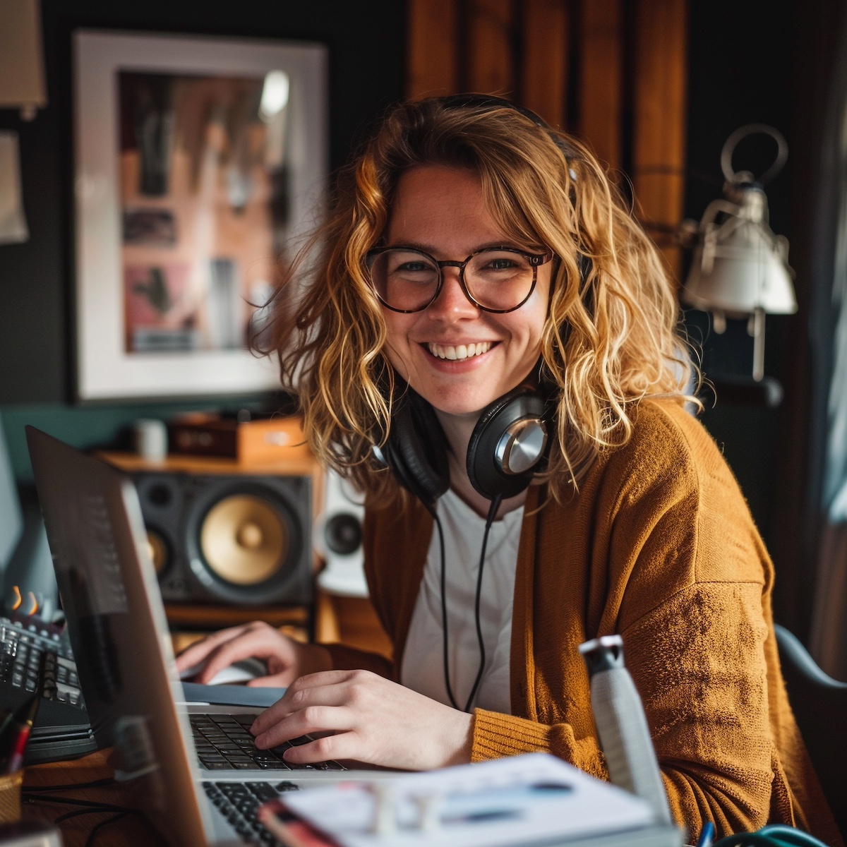 A friendly online English tutor ready for a lesson